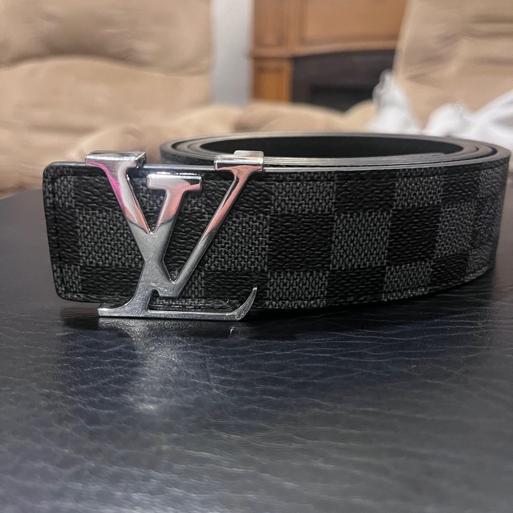 Louis Vuitton Black Checkered Men's Belt